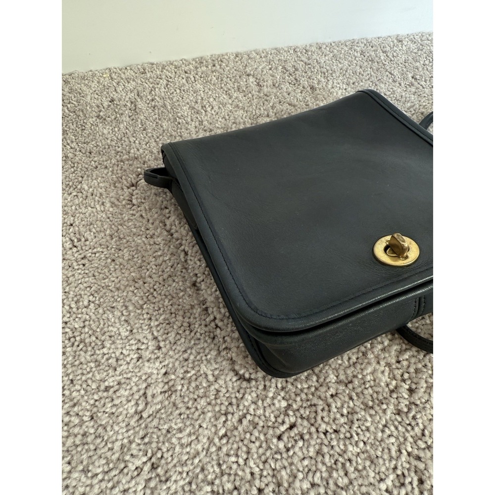 COACH Vintage Bonnie Cashin USA Compact Pouch Crossbody Bag Black Leather Square - Picture 8 of 8